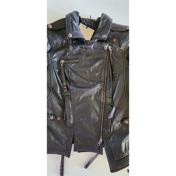 Harley Davidson Jacket Womens Medium Black Leather Zippers Pockets Studded New - Picture 11 of 16